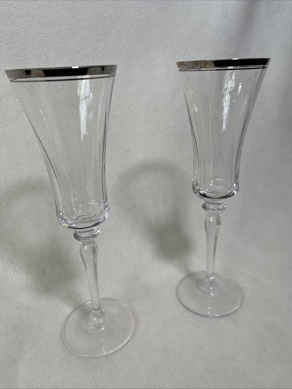 Gorham Crystal Grand Manor Platinum Champagne Flutes X 2